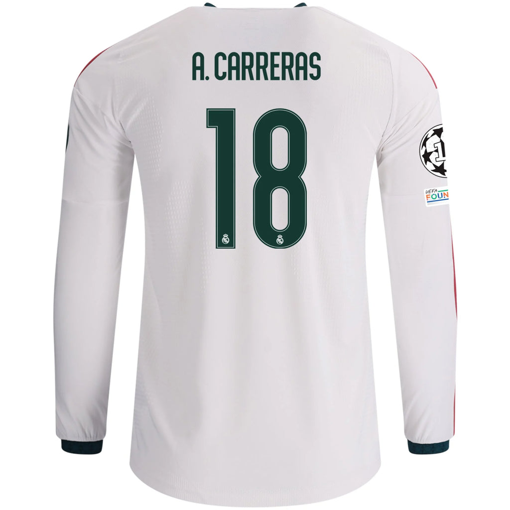 Authentic A. Carreras Real Madrid Long Sleeve Home Jersey 26/27